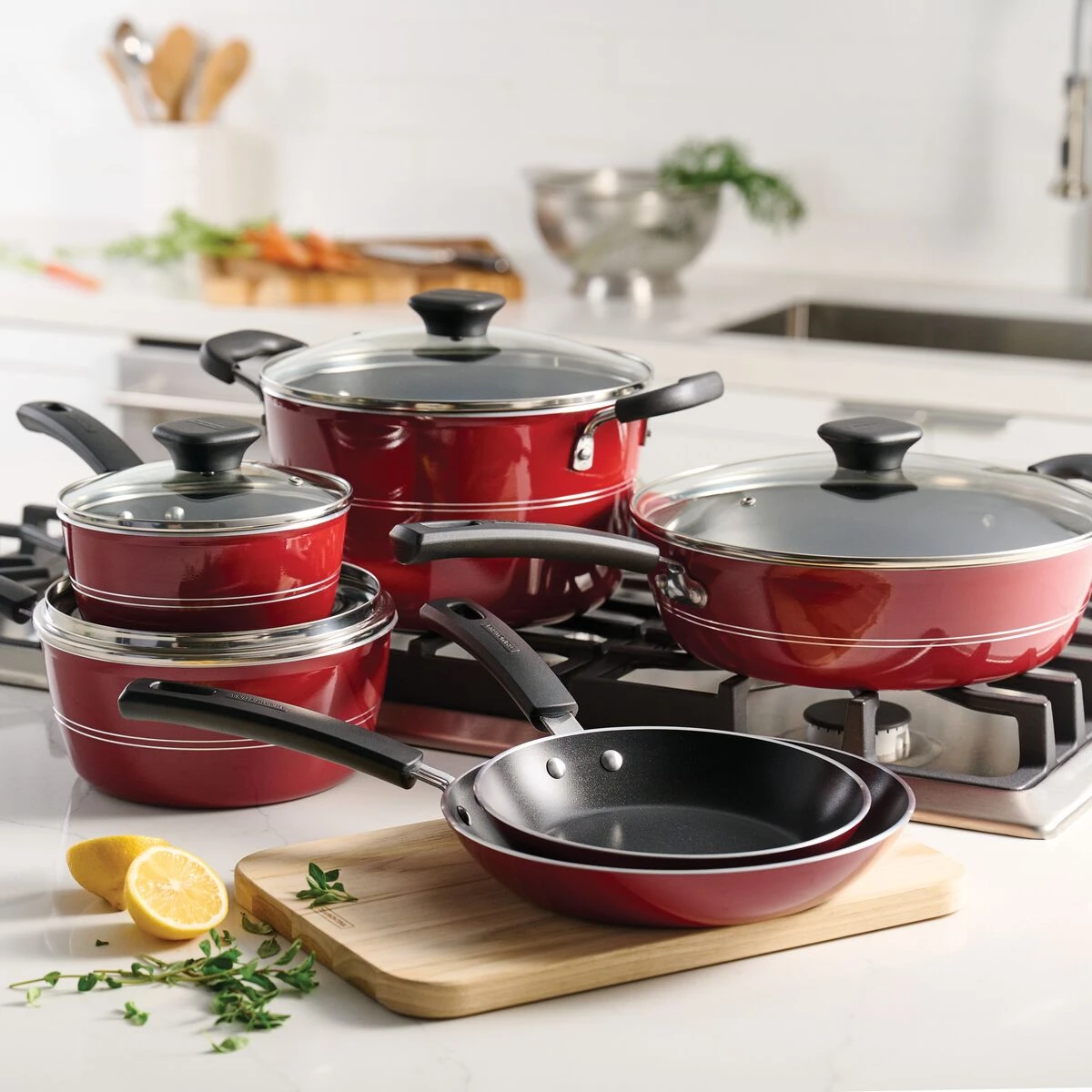 Tramontina Sicilia 10 Pc Aluminum Nonstick Cookware Set - Raspberry 3 Tramontina Sicilia 10 Pc Aluminum Nonstick Cookware Set - Raspberry