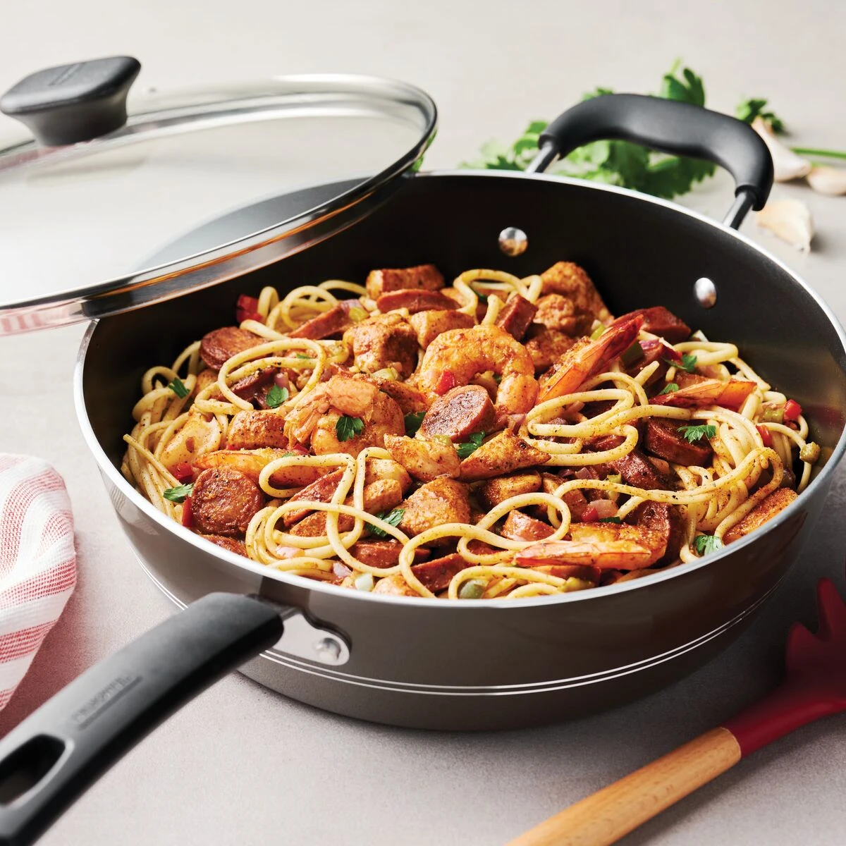 Tramontina Sicilia 4.5 Qt Aluminum Nonstick Covered Chef''s Pan - Hazelnut 3 Tramontina Sicilia 4.5 Qt Aluminum Nonstick Covered Chef''s Pan - Hazelnut