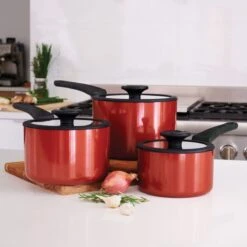 Tramontina Nesting 6 Pc Nonstick Sauce Pan Set - Red -Tramontina 80156065IXM004G