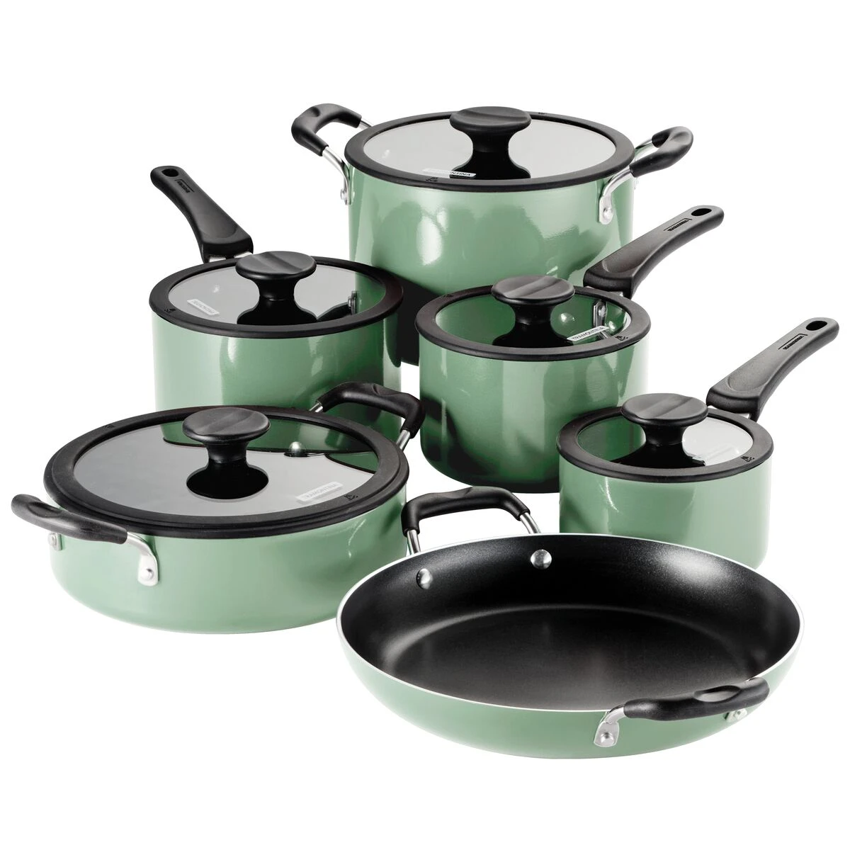 Tramontina 11 Pc Nonstick Nesting Cookware Set - Sage 4 Tramontina 11 Pc Nonstick Nesting Cookware Set - Sage - Image 2