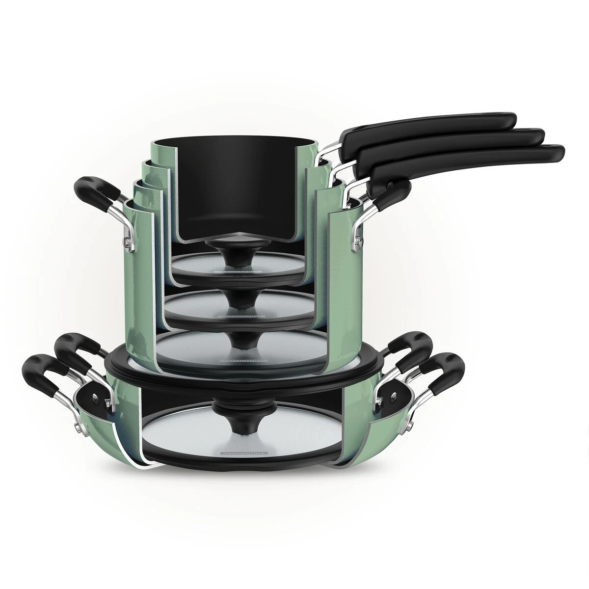 Tramontina 11 Pc Nonstick Nesting Cookware Set - Sage 6 Tramontina 11 Pc Nonstick Nesting Cookware Set - Sage - Image 4