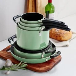 Tramontina 11 Pc Nonstick Nesting Cookware Set - Sage 14 Tramontina 11 Pc Nonstick Nesting Cookware Set - Sage -Tramontina 80156068IXM004G