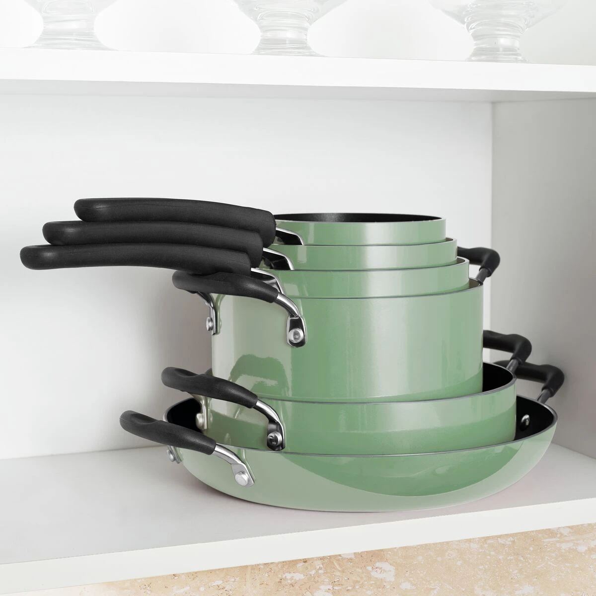 Tramontina 11 Pc Nonstick Nesting Cookware Set - Sage 9 Tramontina 11 Pc Nonstick Nesting Cookware Set - Sage - Image 7