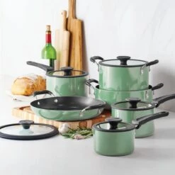 Tramontina 11 Pc Nonstick Nesting Cookware Set - Sage