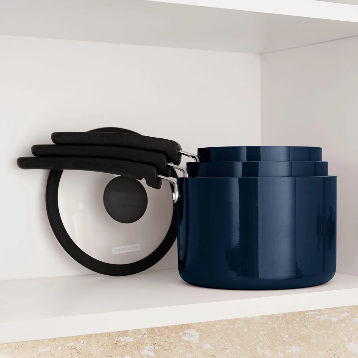 Tramontina Nesting 6 Pc Nonstick Sauce Pan Set - Naval 6 Tramontina Nesting 6 Pc Nonstick Sauce Pan Set - Naval - Image 4