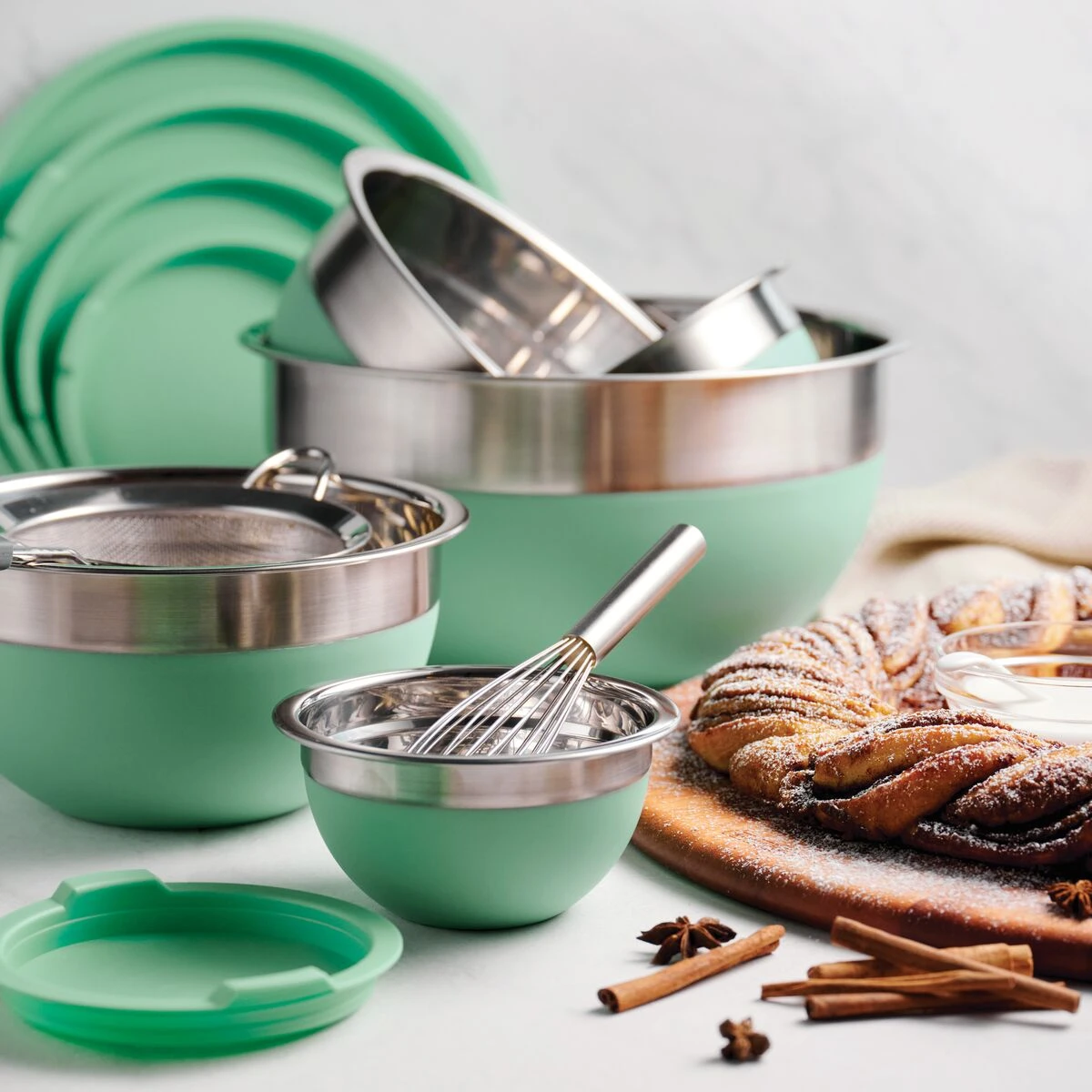 Tramontina 10 Pc Covered Stainless Steel And Silicone Mixing Bowl Set - Mint Green 3 Tramontina 10 Pc Covered Stainless Steel And Silicone Mixing Bowl Set - Mint Green