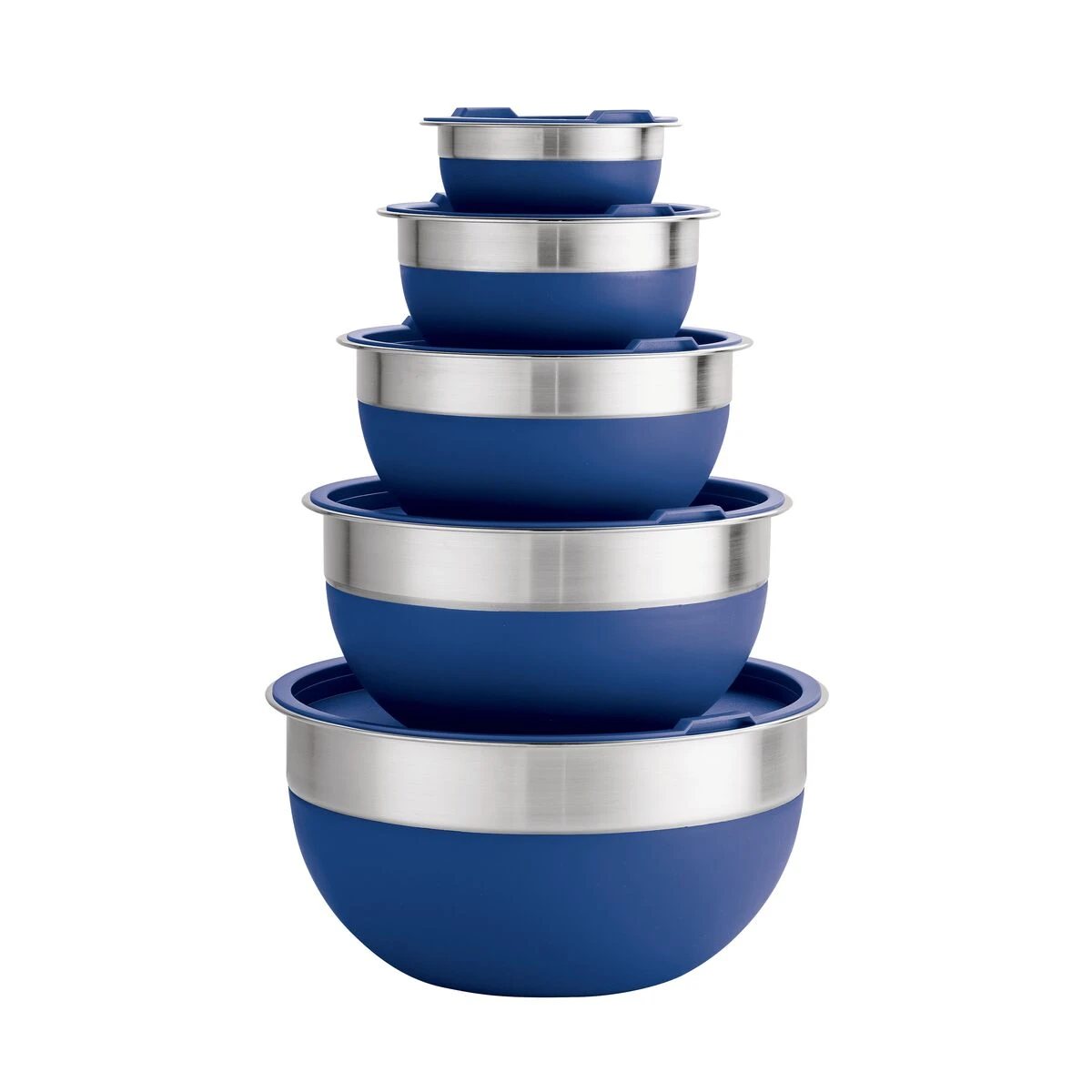 Tramontina 10 Pc Covered Stainless Steel And Silicone Mixing Bowl Set - Blue 4 Tramontina 10 Pc Covered Stainless Steel And Silicone Mixing Bowl Set - Blue - Image 2