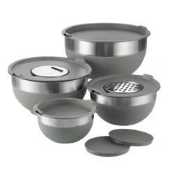 Tramontina 10 Pc Covered Stainless Steel And Silicone Mixing Bowl Set With Grating Tools - Charcoal Gray 13 Tramontina 10 Pc Covered Stainless Steel And Silicone Mixing Bowl Set With Grating Tools - Charcoal Gray -Tramontina 80202044IXM001G