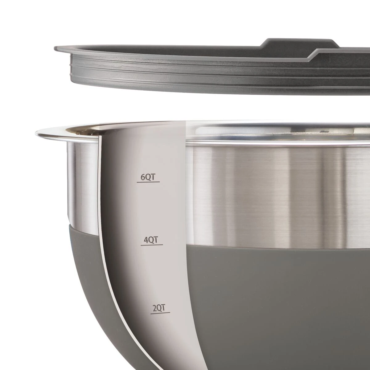 Tramontina 10 Pc Covered Stainless Steel And Silicone Mixing Bowl Set With Grating Tools - Charcoal Gray 10 Tramontina 10 Pc Covered Stainless Steel And Silicone Mixing Bowl Set With Grating Tools - Charcoal Gray - Image 8