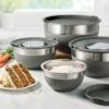 Tramontina 10 Pc Covered Stainless Steel And Silicone Mixing Bowl Set With Grating Tools - Charcoal Gray 2 Tramontina 10 Pc Covered Stainless Steel And Silicone Mixing Bowl Set With Grating Tools - Charcoal Gray -Tramontina 80202044PDM001G