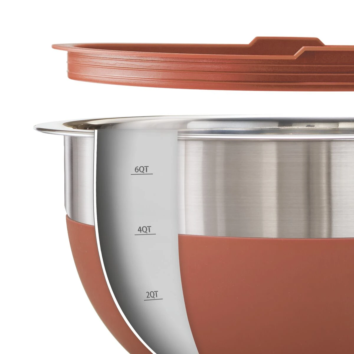 Tramontina 10 Pc Covered Stainless Steel And Silicone Mixing Bowl Set With Grating Tools - Persimmon Orange 8 Tramontina 10 Pc Covered Stainless Steel And Silicone Mixing Bowl Set With Grating Tools - Persimmon Orange - Image 6