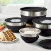 Tramontina 10 Pc Covered Stainless Steel And Silicone Mixing Bowl Set With Grating Tools - Black 2 Tramontina 10 Pc Covered Stainless Steel And Silicone Mixing Bowl Set With Grating Tools - Black -Tramontina 80202048PDM001G