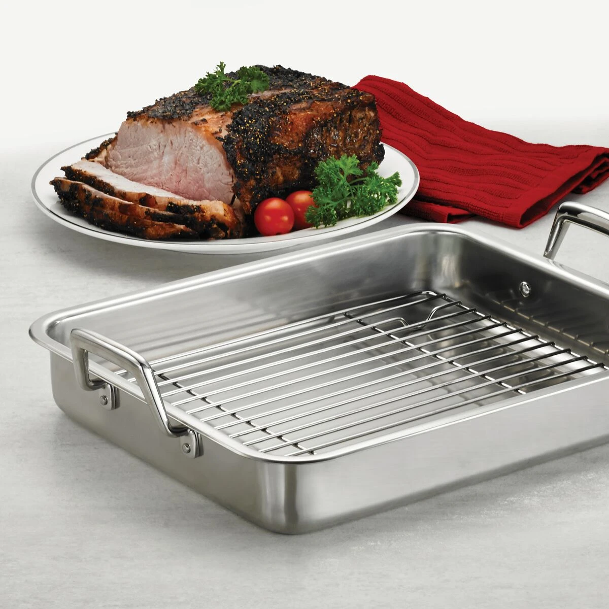 Tramontina Prima 15 In Stainless Steel Roasting Pan - Includes Basting Grill 8 Tramontina Prima 15 In Stainless Steel Roasting Pan - Includes Basting Grill - Image 6