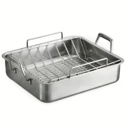 Tramontina Prima 16.5 In Stainless Steel Deep Roasting Pan - Includes Basting Grill & V-Rack -Tramontina 80203006IXM001G