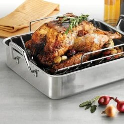 Tramontina Prima 16.5 In Stainless Steel Deep Roasting Pan - Includes Basting Grill & V-Rack