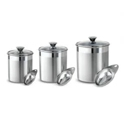 Tramontina 6 Pc Stainless Steel Covered Canister And Scoop Set 9 Tramontina 6 Pc Stainless Steel Covered Canister And Scoop Set -Tramontina 80204012IXM001G