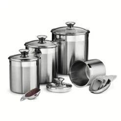 Tramontina 8 Pc Stainless Steel Covered Canister And Scoop Set 7 Tramontina 8 Pc Stainless Steel Covered Canister And Scoop Set -Tramontina 80204527IXM001G