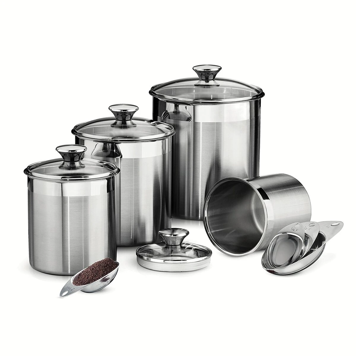 Tramontina 8 Pc Stainless Steel Covered Canister And Scoop Set 4 Tramontina 8 Pc Stainless Steel Covered Canister And Scoop Set - Image 3