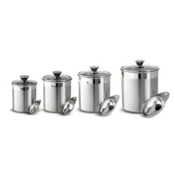 Tramontina 8 Pc Stainless Steel Covered Canister And Scoop Set 8 Tramontina 8 Pc Stainless Steel Covered Canister And Scoop Set -Tramontina 80204527IXM002G