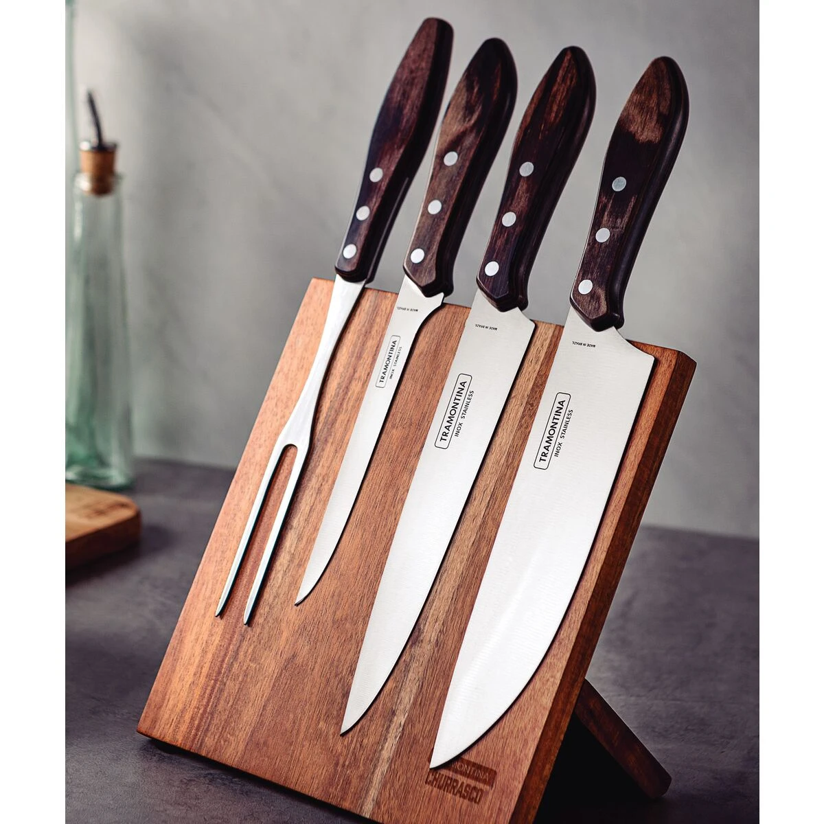 Tramontina Churrasco BBQ 5 Pc Cutlery Set With Magnetic Block 3 Tramontina Churrasco BBQ 5 Pc Cutlery Set With Magnetic Block