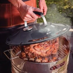 Tramontina 15.5 In Stainless Steel Round BBQ Charcoal Grill With Lid -Tramontina 80905033IXM009G