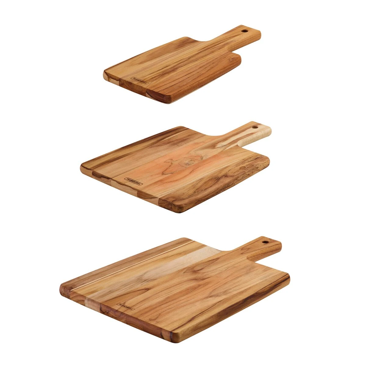 Tramontina 3 Pc Teak Wood "Cut & Taste" Kitchen Board Set With Handles 4 Tramontina 3 Pc Teak Wood "Cut & Taste" Kitchen Board Set With Handles - Image 2