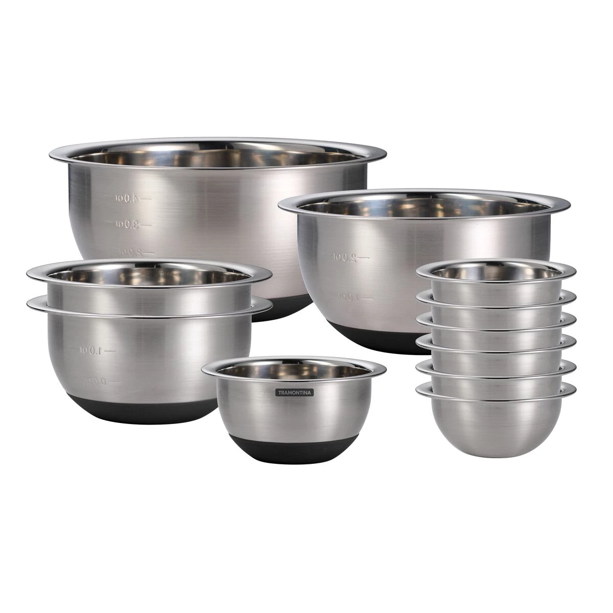 Tramontina Guru 11 Pc Stainless Steel Prep Bowl With Black Silicone Base Set 6 Tramontina Guru 11 Pc Stainless Steel Prep Bowl With Black Silicone Base Set - Image 4