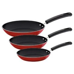 Juego De Sartenes Tramontina Ritual Rojos Aluminio 3 Pzs