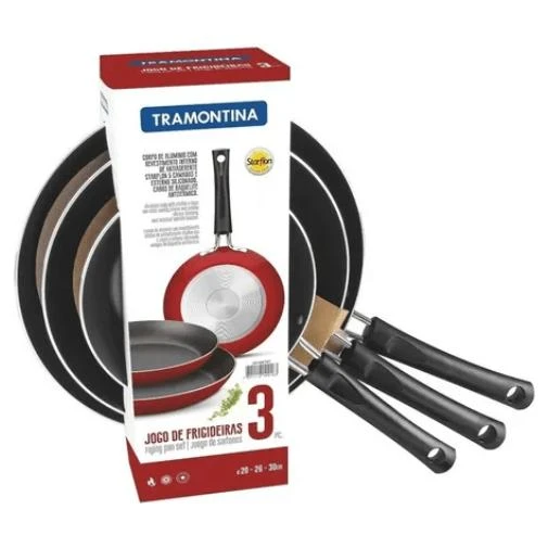 Juego 3 Sartenes De Aluminio 20/26/30 Rojo Tramontina 3 Juego 3 Sartenes De Aluminio 20/26/30 Rojo Tramontina