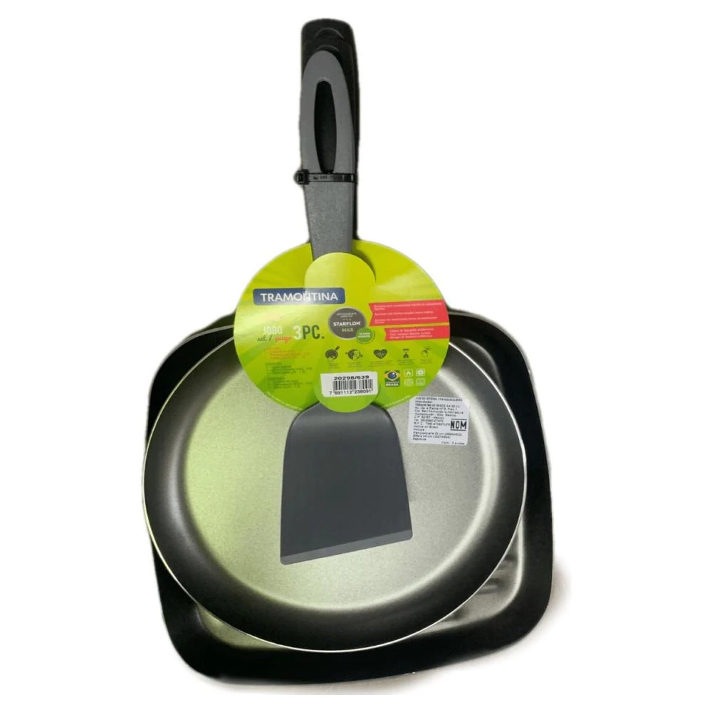 Juego Tramontina 20298639 Bifera Panquequera 3pz Gris Negro -END 3 Juego Tramontina 20298639 Bifera Panquequera 3pz Gris Negro -END